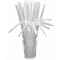 Трубочки пластикові з вигином білі 26см (50шт)