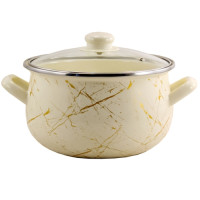 Кастрюля емальована 4л Білий мармур