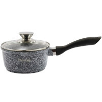 Ківш алюмінієвий з скляною кришкою та індукційним дном 1,3л Мармуровий