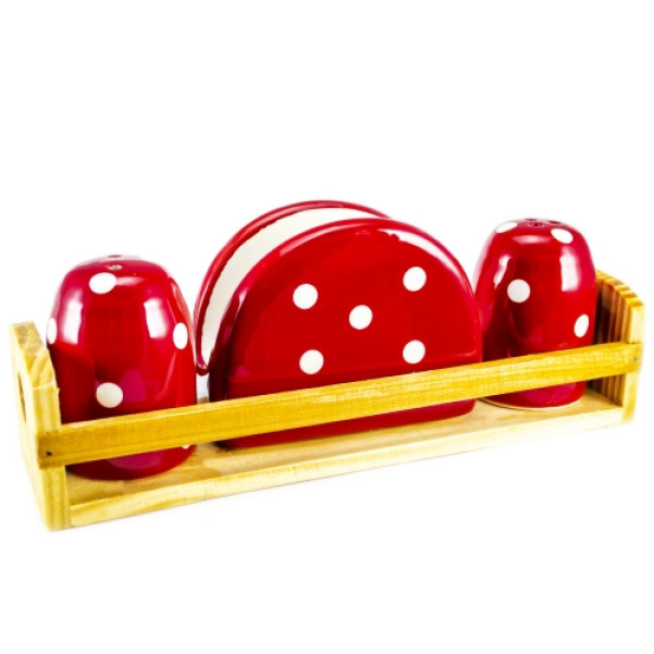 Набір керамічний для спецій з серветницею Горох