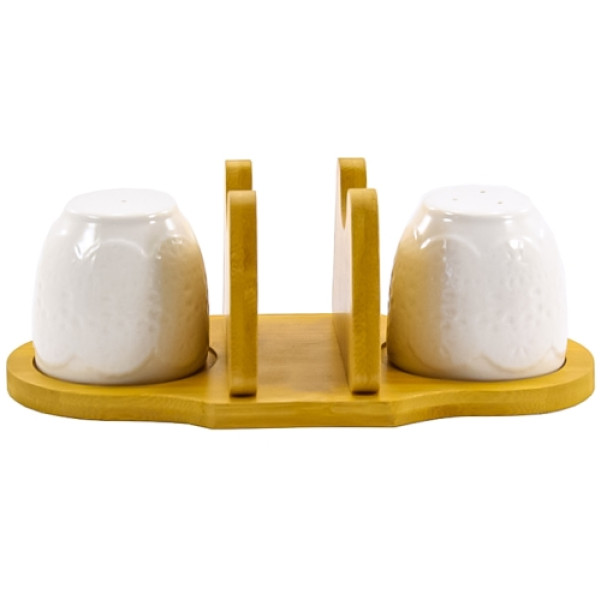 Набір фарфоровий 3-предмета для спецій (сільничка+перечниця+серветниця) PJ02073