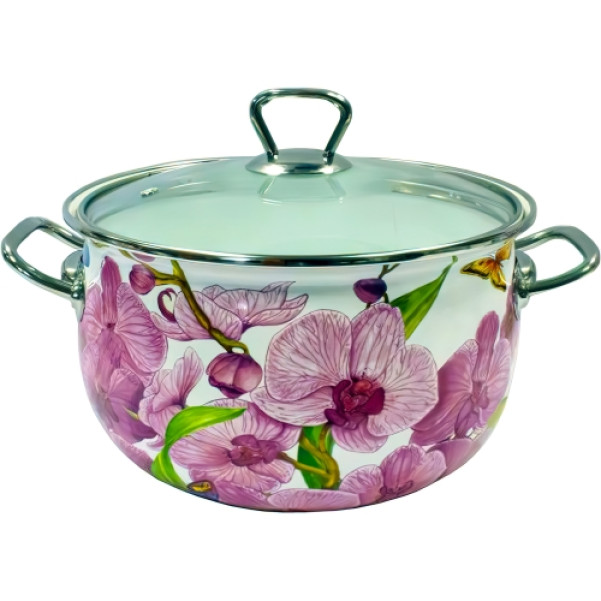 Кастрюля емальована 5,1л Орхідея