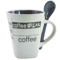 Чашка керамічна з ложкою 310мл Сoffee break