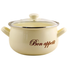 Кастрюля емальована 2,1л Bon appetit кремова