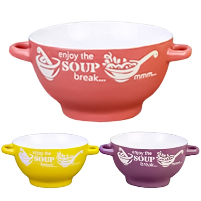 Піала з ручками порцелянова 650мл Enjoy the soup