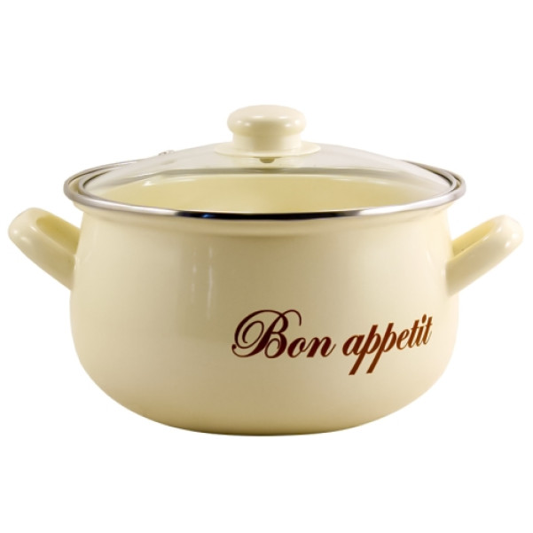 Кастрюля емальована 2,1л Bon appetit кремова