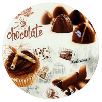 Блюдо скляне кругле ∅30см Шоколад