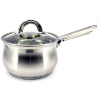 Ківш із нержавіючої сталі та скланою кришкою 2л