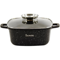 Кастрюля алюмінієва квадратна мармур чорна з індукційним дном 5,4л