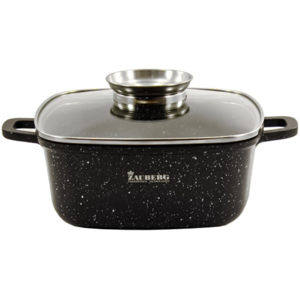 Кастрюля алюмінієва квадратна мармур чорна з індукційним дном 5,4л