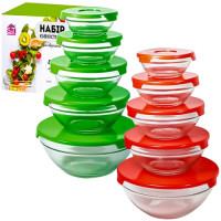 Набір салатників скляних з кришками 5шт