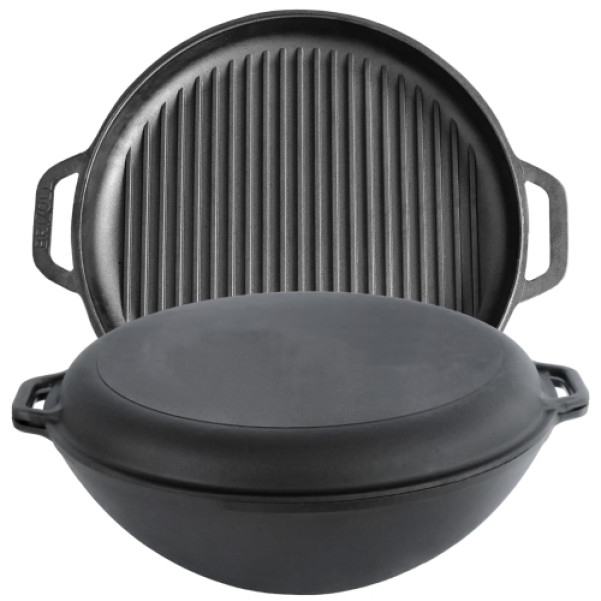 Казан узбецький WOK 12л з кришкою-сковорідкою (гриль)
