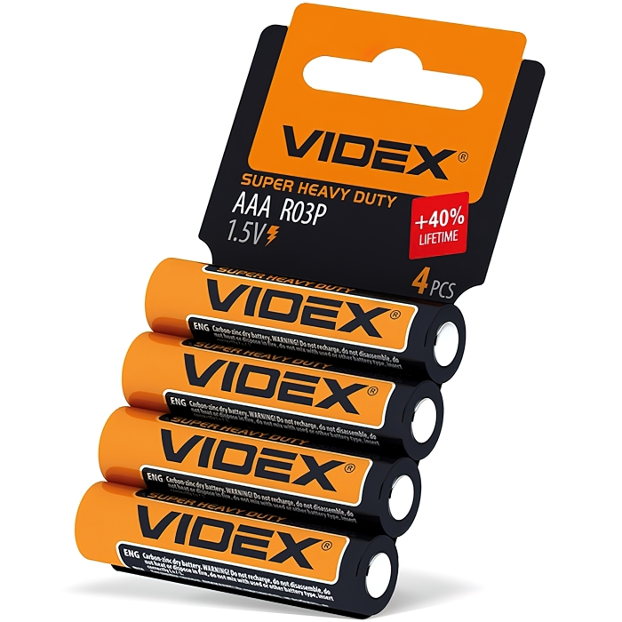 Батарейки Videx сольові R03/AAA (4шт)