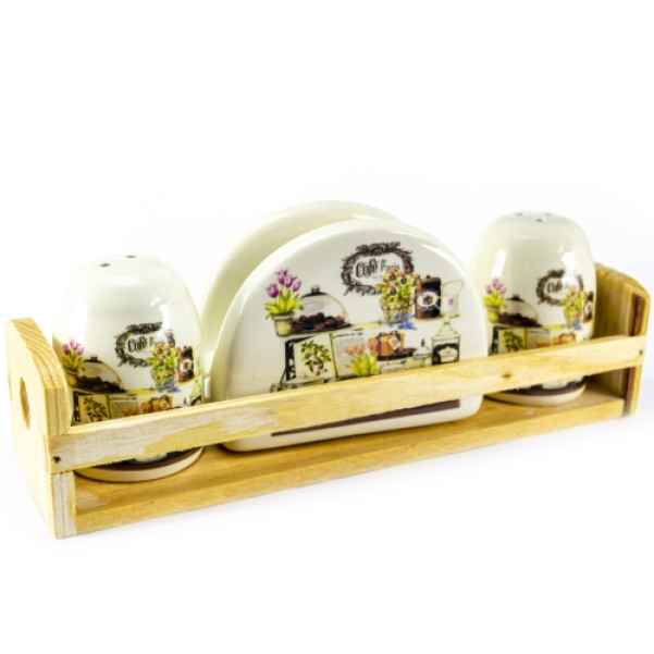 Набір керамічний для спецій з серветницею Кухня