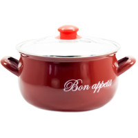 Кастрюля емальована 2,1л Bon appetit червона