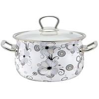 Кастрюля емальована мілка 1,5л Мереживо