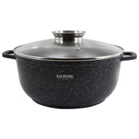 Кастрюля алюмінієва кругла мармур чорна з індукційним дном 5,5л