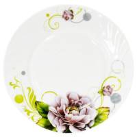 Тарілка склокерамічна мілка ∅18см Бузковий піон
