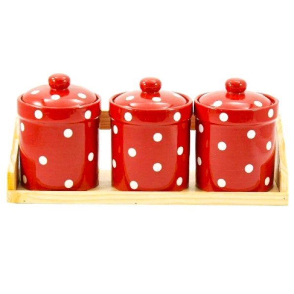 Набір банок для сипучих на дерев'яній підставці 500мл Горох