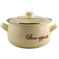 Кастрюля емальована 3л Bon appetit кремова