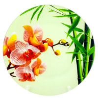 Блюдо скляне кругле ⌀30см Орхідея